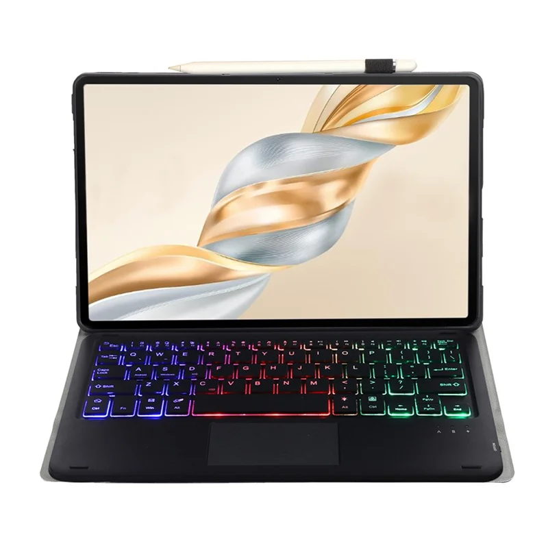 AH28-AS For Honor Pad X9a / X9 Pro Backlit Touchpad Bluetooth-Compatible Keyboard Leather Tablet Case - Black