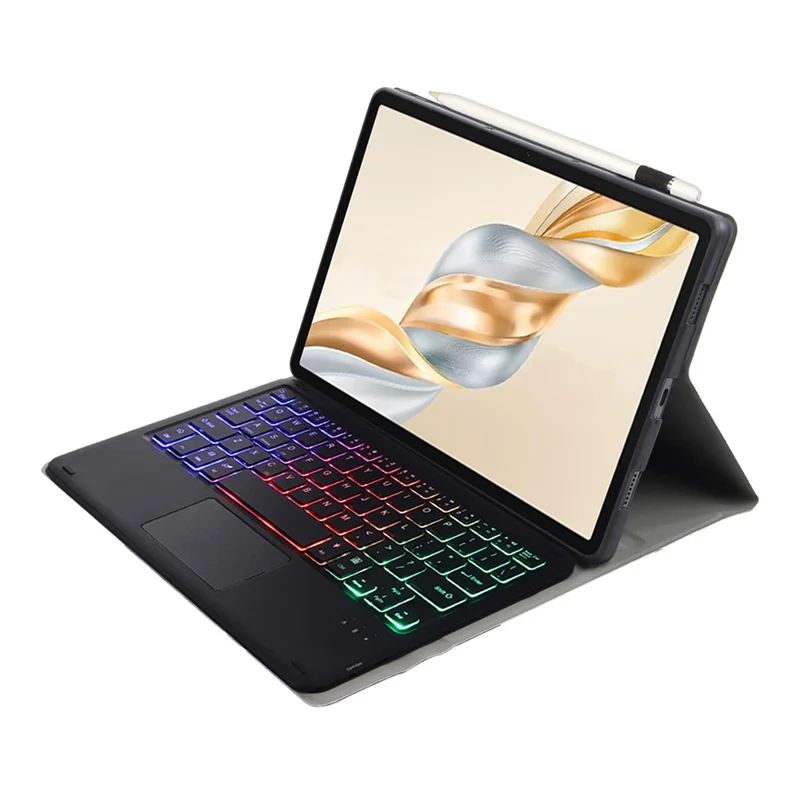 AH28-AS For Honor Pad X9a / X9 Pro Backlit Touchpad Bluetooth-Compatible Keyboard Leather Tablet Case - Black