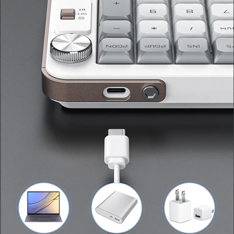 Teclado inalámbrico IMICE AN-800 de 99 teclas, 2,4G + Bluetooth, con interruptor de tijera recargable - Negro+Gris+Amarillo