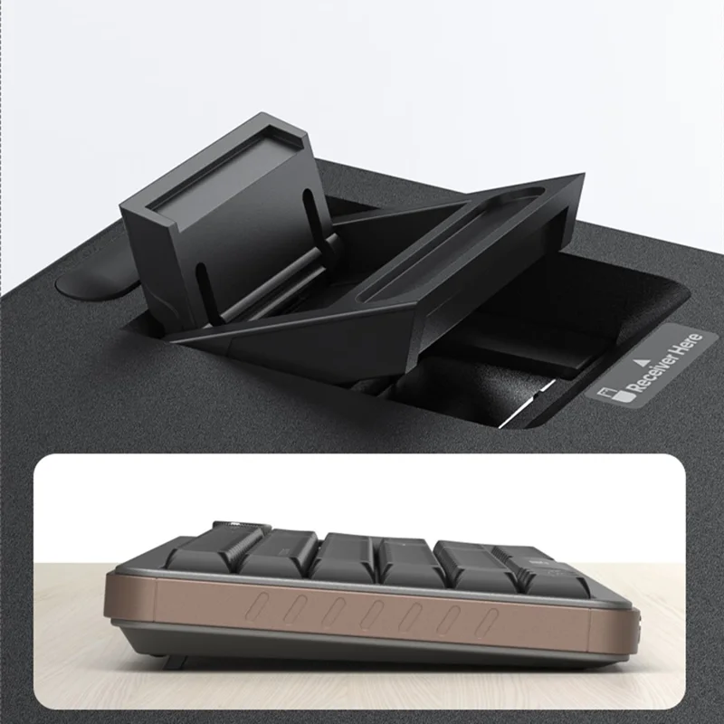 Teclado inalámbrico IMICE AN-800 de 99 teclas, 2,4G + Bluetooth, con interruptor de tijera recargable - Negro+Gris+Amarillo