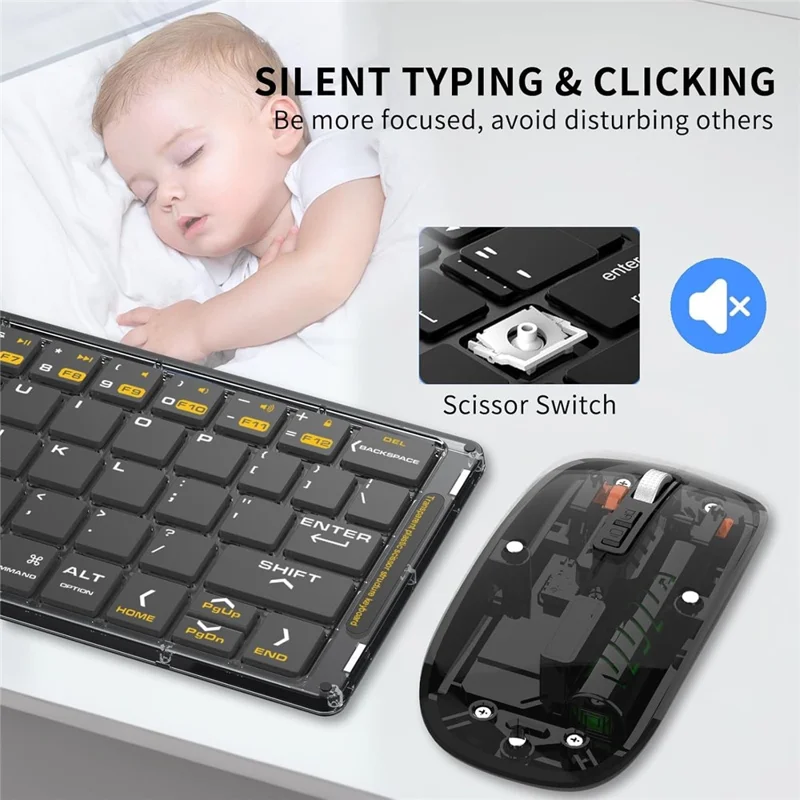 F69 Foldable Bluetooth-compatible Keyboard for Android  /  iOS  /  Windows with Mouse and Phone Stand Set
