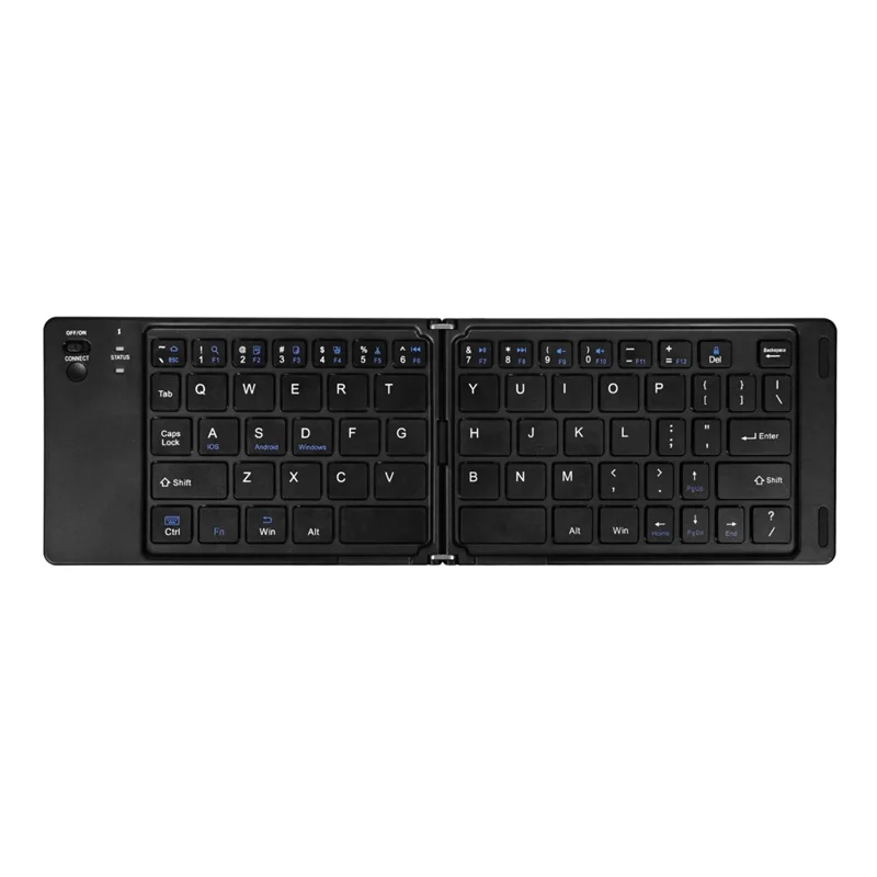 F10 Two-fold Keyboard for Android  /  Windows  /  iOS Portable Bluetooth-compatible Keyboard, with Phone Bracket - Black