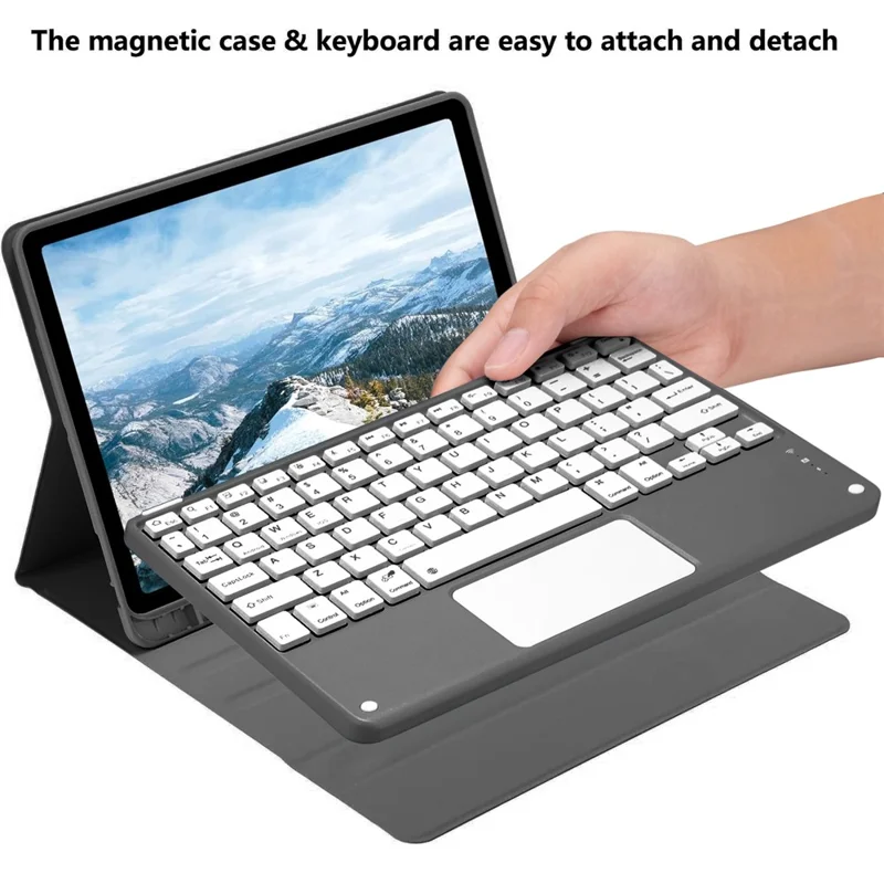 For iPad (2025)  /  iPad 10.9 (2022) Skin-touch Leather Protective Case with X7 Touchpad Bluetooth-compatible Keyboard - Black