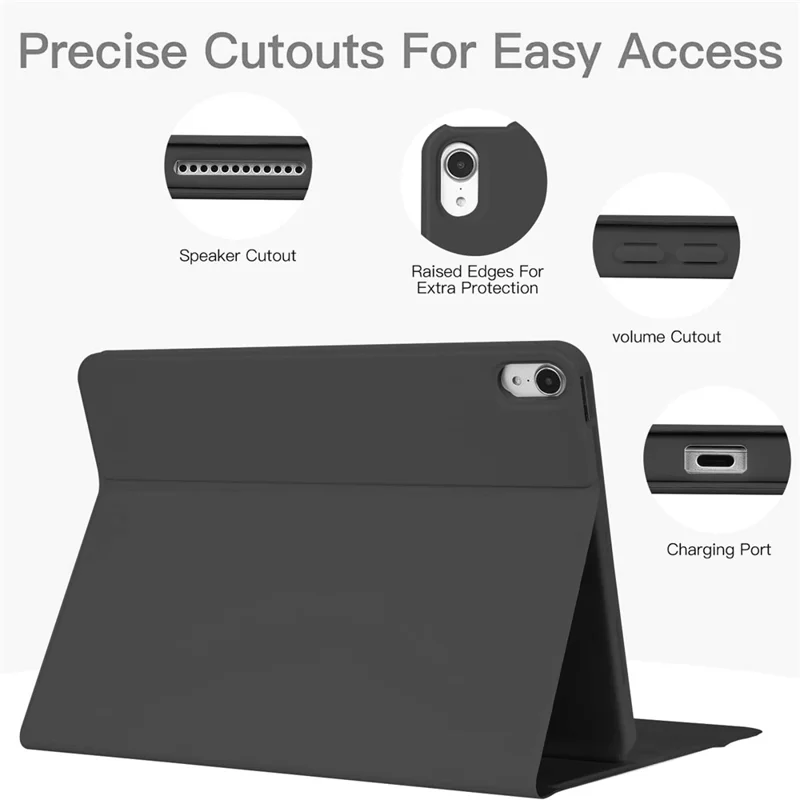 For iPad (2025)  /  iPad 10.9 (2022) Skin-touch Leather Protective Case with X7 Touchpad Bluetooth-compatible Keyboard - Black
