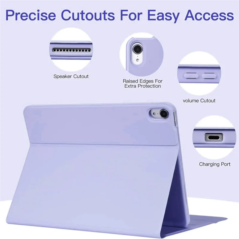 For iPad (2025)  /  iPad 10.9 (2022) Skin-touch Leather Protective Case with X7 Touchpad Bluetooth-compatible Keyboard - Purple