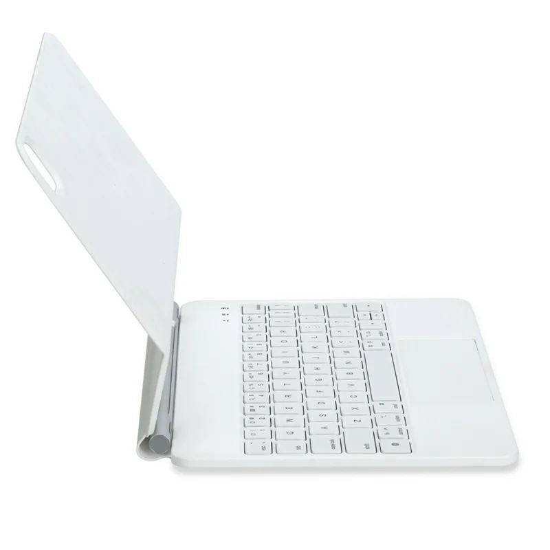 For iPad (2025) / iPad 10.9 (2022) Bluetooth-compatible Keyboard Leather Case Floating Magnetic Keyboard with Touchpad - White