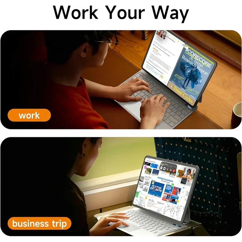 For iPad (2025) / iPad 10.9 (2022) Bluetooth-compatible Keyboard Leather Case Floating Magnetic Keyboard with Touchpad - White