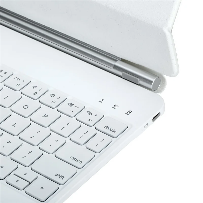 For iPad Pro 13 (2024) Bluetooth-compatible Keyboard Leather Case Floating Magnetic Keyboard with Touchpad - White