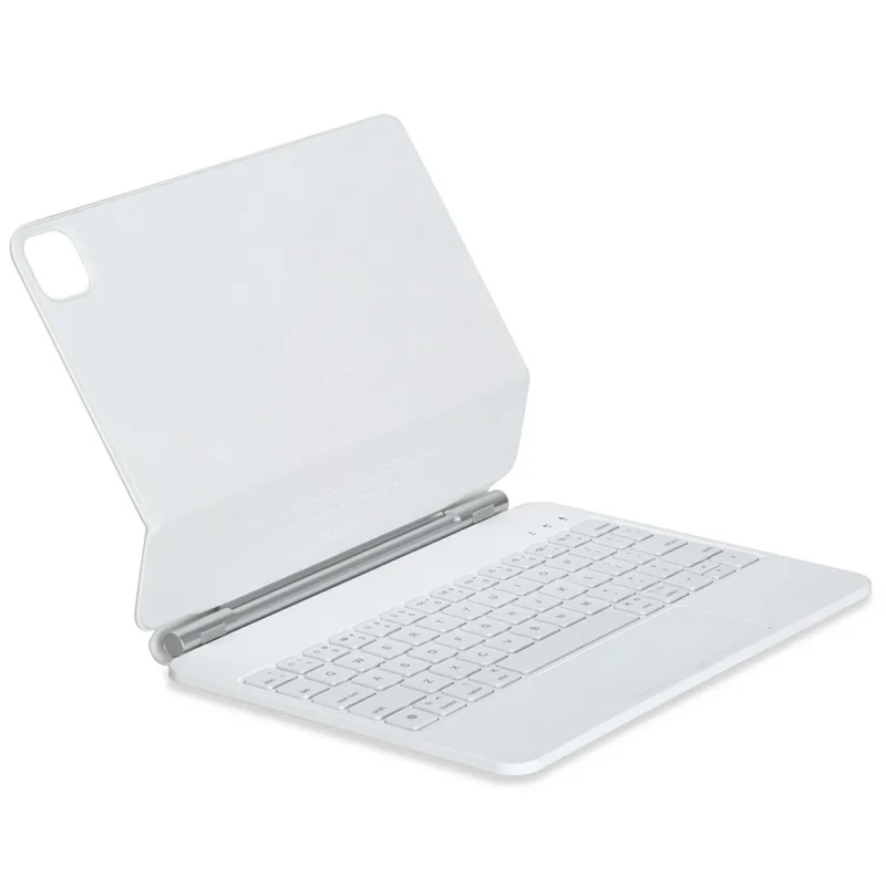 For iPad Pro 13 (2024) Bluetooth-compatible Keyboard Leather Case Floating Magnetic Keyboard with Touchpad - White