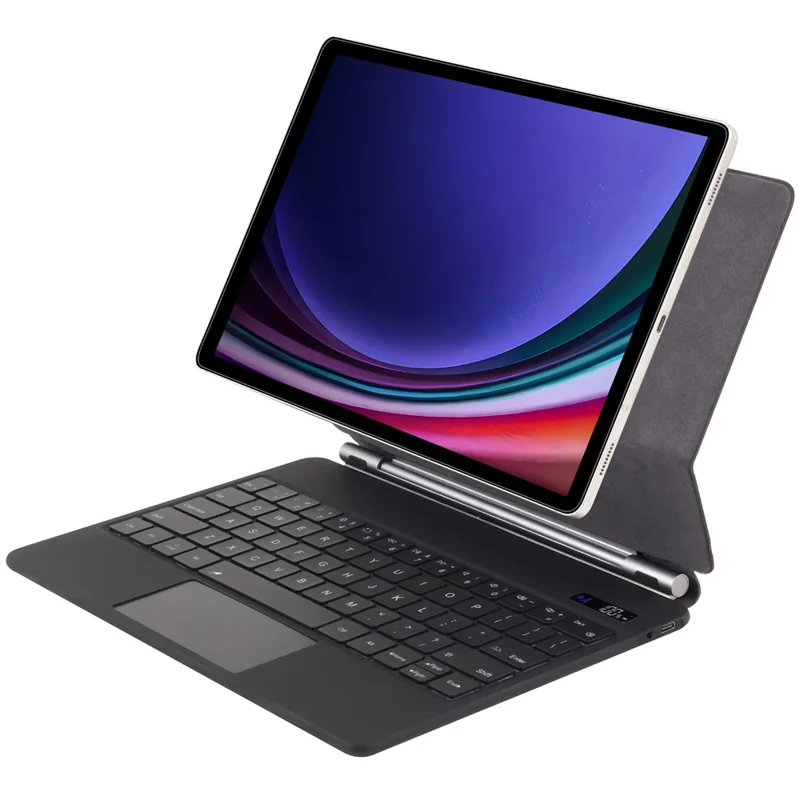 Étui clavier Bluetooth compatible avec Samsung Galaxy Tab S9 FE X510 X516 / S9 X710 X716B X718U / S8 X700 X706 / S7 T870 avec pavé tactile et rétroéclairage
