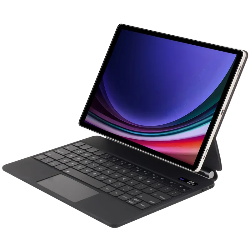 Étui clavier Bluetooth compatible avec Samsung Galaxy Tab S9 FE X510 X516 / S9 X710 X716B X718U / S8 X700 X706 / S7 T870 avec pavé tactile et rétroéclairage