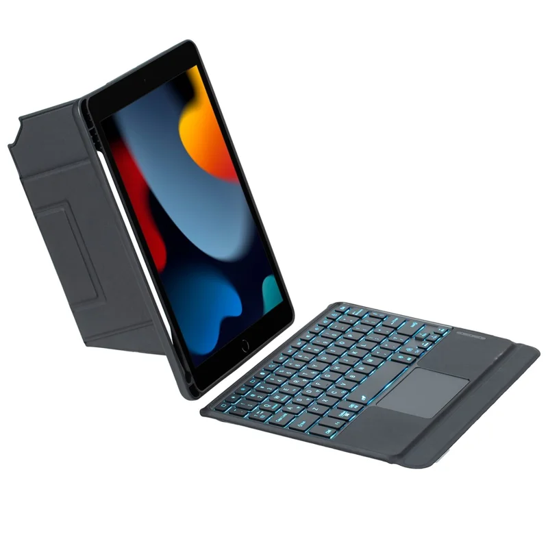 Capa de Teclado Compatível com Bluetooth para iPad 10.2 (2021) / (2020) / (2019) / iPad Air 10.5 polegadas (2019) / iPad Pro 10.5 polegadas (2017) com Suporte - Preto