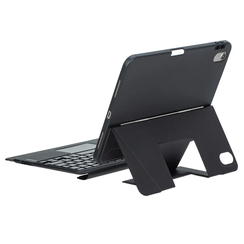 Para iPad (2025) / iPad 10.9 (2022) Capa com Suporte de Teclado Bluetooth Destacável com Touchpad e Iluminação de Fundo - Preto