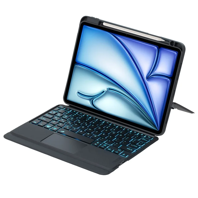 Étui support clavier compatible Bluetooth pour iPad Air 11 (2025) / (2024) / iPad Air (2022) / (2020) / iPad Pro 11 (2022) / (2021) / (2020) / (2018) - Noir