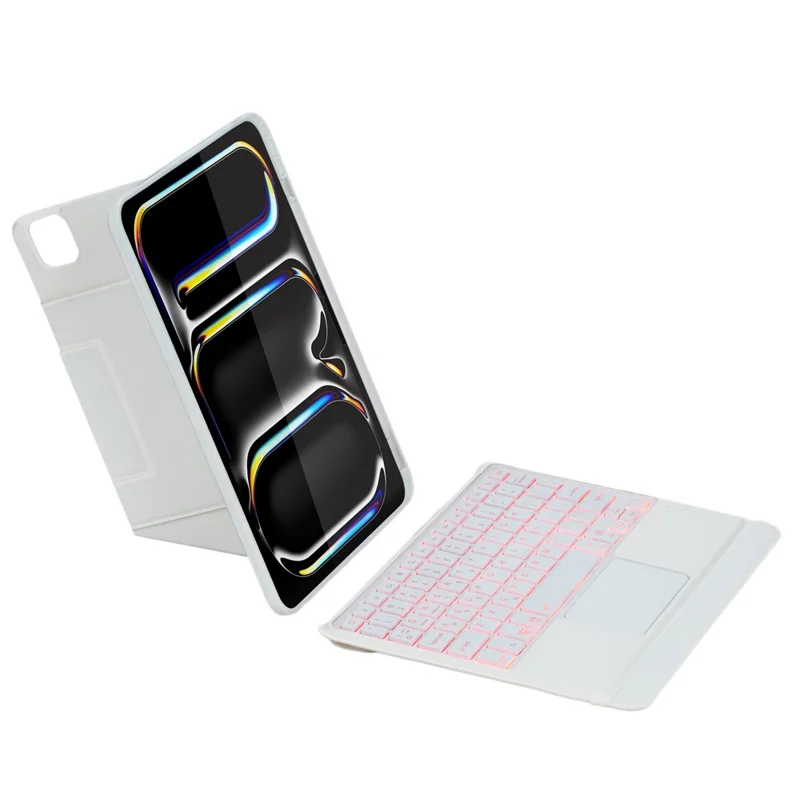Para iPad Pro 11 (2024) Capa com Teclado Bluetooth Destacável com Touchpad e Iluminação de Fundo - Branco