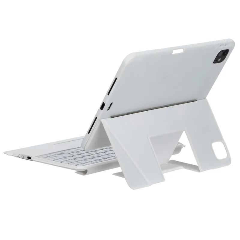 Para iPad Pro 11 (2024) Capa com Teclado Bluetooth Destacável com Touchpad e Iluminação de Fundo - Branco