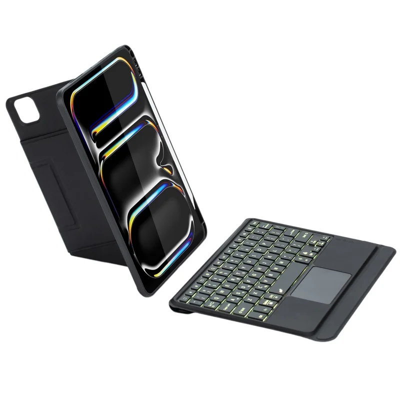For iPad Pro 11 (2024) Detachable Bluetooth-compatible Keyboard Stand Case with Touchpad and Backlit - Black