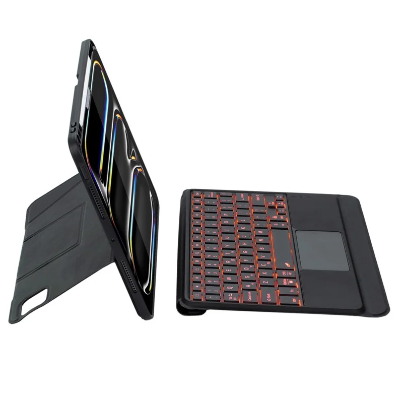 For iPad Pro 11 (2024) Detachable Bluetooth-compatible Keyboard Stand Case with Touchpad and Backlit - Black