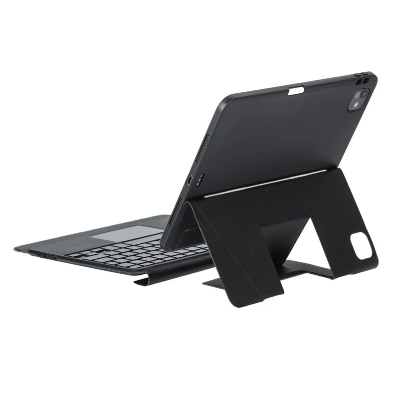 For iPad Pro 11 (2024) Detachable Bluetooth-compatible Keyboard Stand Case with Touchpad and Backlit - Black