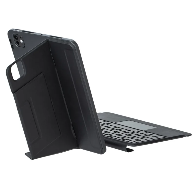 For iPad Pro 11 (2024) Detachable Bluetooth-compatible Keyboard Stand Case with Touchpad and Backlit - Black