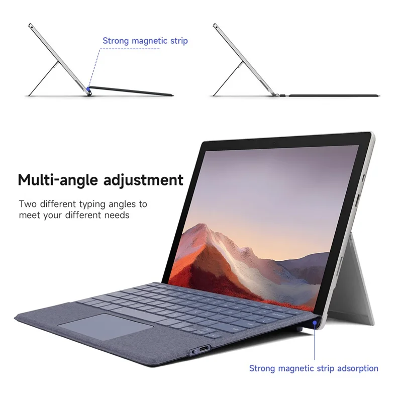 Teclado Bluetooth con retroiluminación para Microsoft Surface Pro de 12 pulgadas con panel táctil - Azul