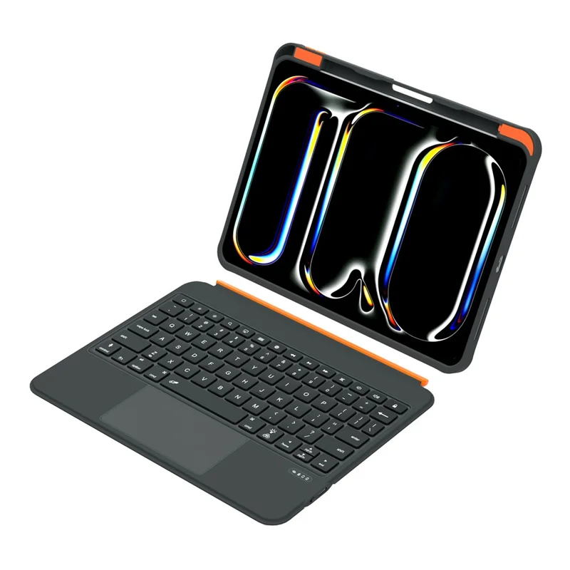 TU3607P Für iPad Pro 11 (2024) M4 Magnetische Abnehmbares Beleuchtetes Tastaturgehäuse mit Drehständer - Schwarz