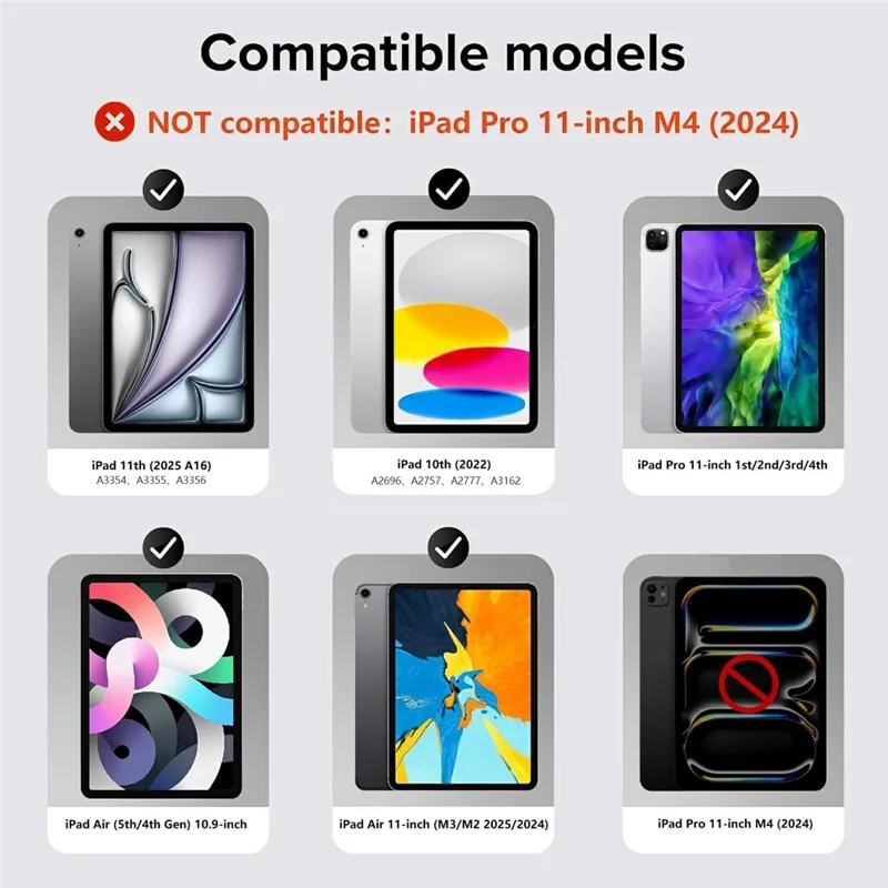 Funda de teclado 3607 para iPad (2025) / iPad 10,9 (2022) / iPad Air 11 (2024) / (2025) / iPad Pro 11 (2018) / (2020) / (2021) / (2022) / iPad Air (2020) / (2022) - Gris