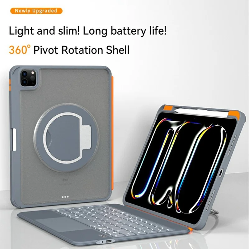 Funda de teclado 3607 para iPad (2025) / iPad 10,9 (2022) / iPad Air 11 (2024) / (2025) / iPad Pro 11 (2018) / (2020) / (2021) / (2022) / iPad Air (2020) / (2022) - Gris