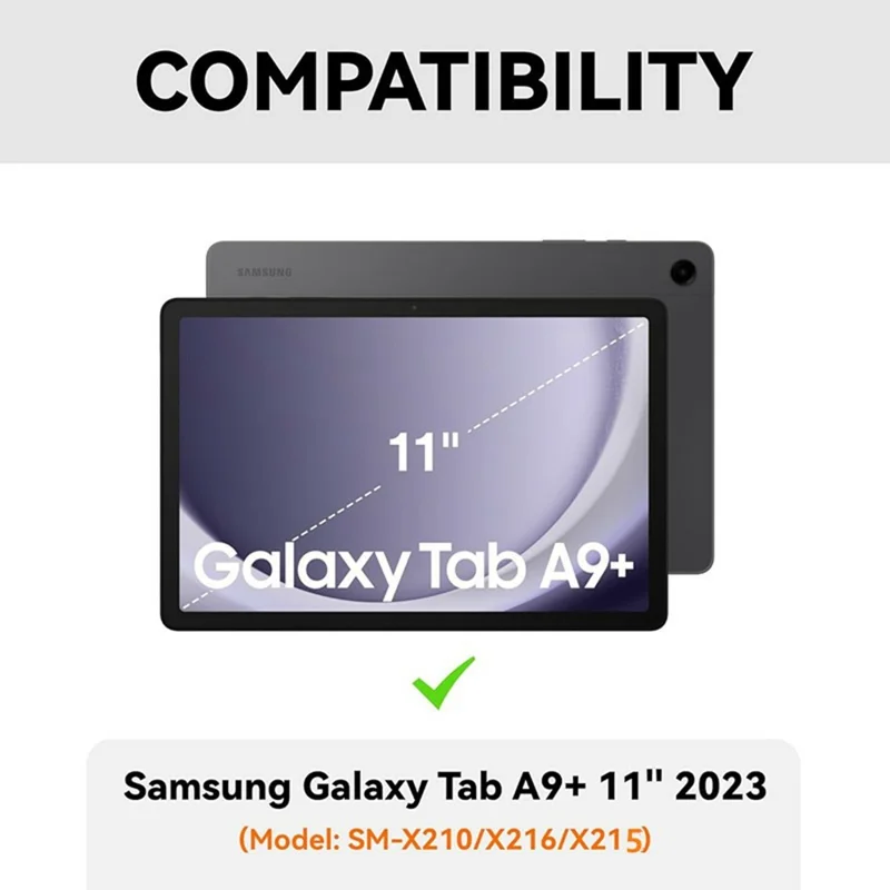 For Samsung Galaxy Tab A9+ X210 / X215 / X216 Floating Bluetooth-compatible Keyboard Stand Case with Backlit - Black