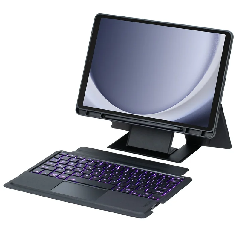 For Samsung Galaxy Tab A9+ X210 / X215 / X216 Floating Bluetooth-compatible Keyboard Stand Case with Backlit - Black