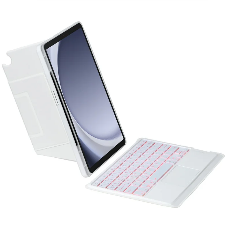For Samsung Galaxy Tab A9+ X210 / X215 / X216 Floating Bluetooth-compatible Keyboard Stand Case with Backlit - White