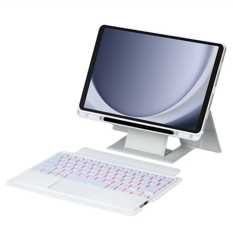 For Samsung Galaxy Tab A9+ X210 / X215 / X216 Floating Bluetooth-compatible Keyboard Stand Case with Backlit - White