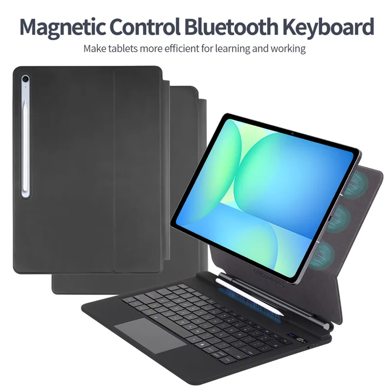 Funda con teclado inalámbrico magnético con retroiluminación y soporte de varios ángulos para Samsung Galaxy Tab S10 FE+ X620 / X626B