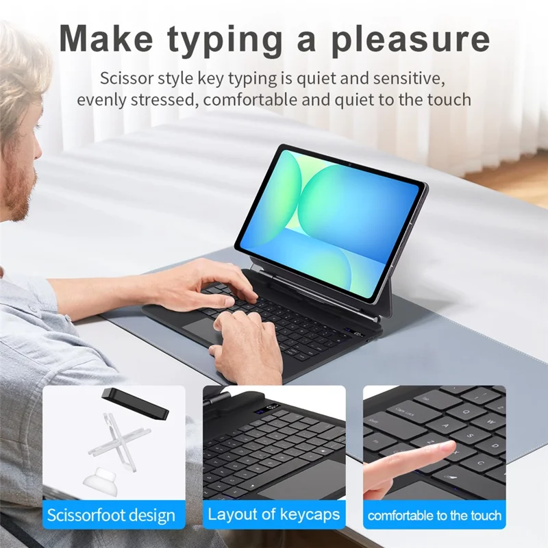 Funda con teclado inalámbrico magnético con retroiluminación y soporte de varios ángulos para Samsung Galaxy Tab S10 FE+ X620 / X626B