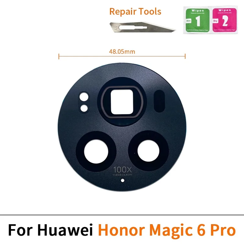 For Honor Magic6 Pro 5G Rear Camera Lens Cover Replacement Part (without Logo) - Black