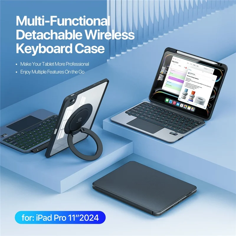 DUX DUCIS VK-Serie für iPad Pro 11 (2024) Abnehmbares Tastaturetui mit Ständer und Touchpad