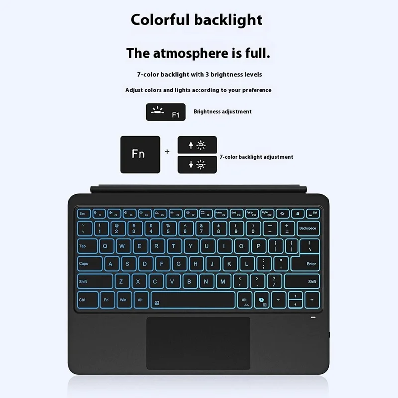 WP-12 For Microsoft Surface Pro 12 Inch Magnetic Wireless Bluetooth-compatible Keyboard with 7-Color Backlit - Sapphire