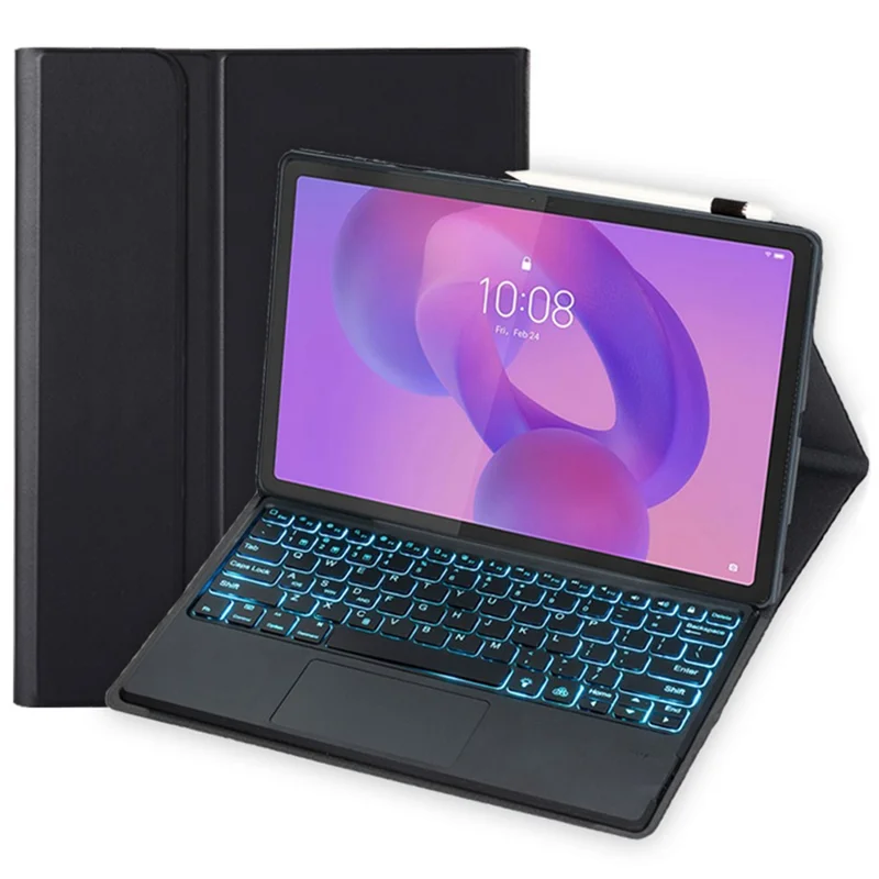 AM33-AS For Lenovo Xiaoxin Pad 2025 Ultra Thin Leather Case + Touchpad Backlit Bluetooth-Compatible Keyboard