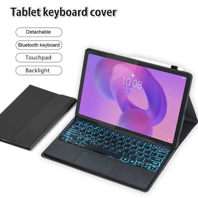 AM33-AS For Lenovo Xiaoxin Pad 2025 Ultra Thin Leather Case + Touchpad Backlit Bluetooth-Compatible Keyboard