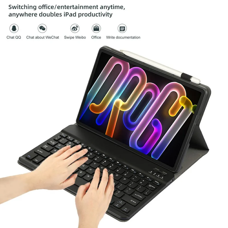 AM32 For Lenovo Xiaoxin Pad Pro GT Leather TPU Tablet Cover with Bluetooth-Compatible Keyboard