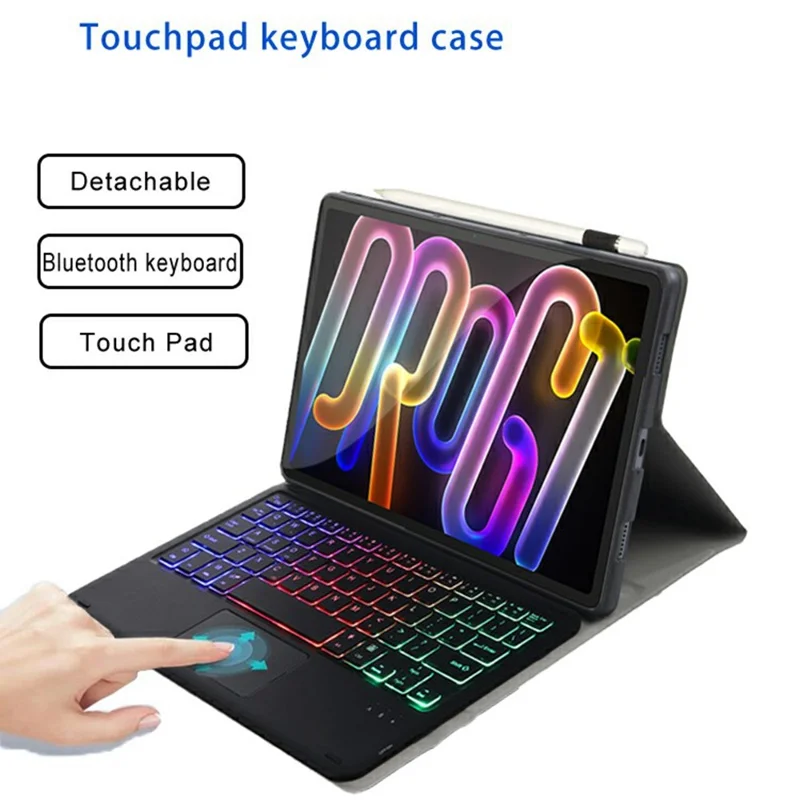 AM32-AS Para Lenovo Xiaoxin Pad Pro GT Capa de Couro para Tablet com Teclado Sem Fio com Touchpad Retroiluminado