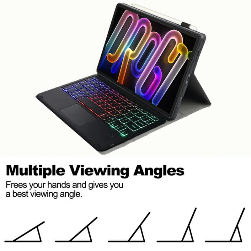 AM32-AS Para Lenovo Xiaoxin Pad Pro GT Capa de Couro para Tablet com Teclado Sem Fio com Touchpad Retroiluminado