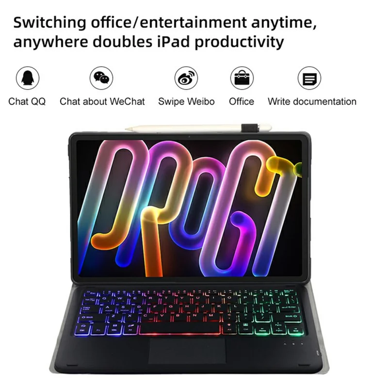 AM32-AS Para Lenovo Xiaoxin Pad Pro GT Capa de Couro para Tablet com Teclado Sem Fio com Touchpad Retroiluminado