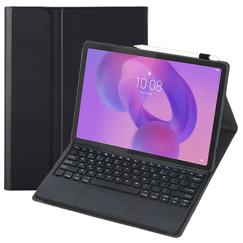 AM33-A For Lenovo Xiaoxin Pad 2025 Protective Case with Touchpad Keyboard Ultra Thin Detachable TPU Cover - Black