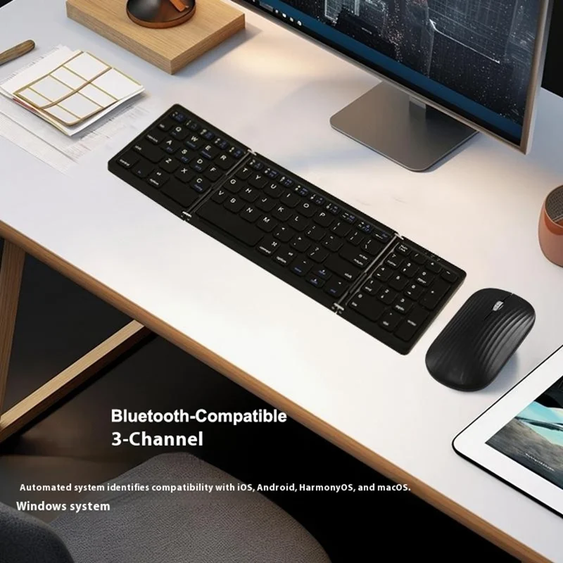 B089 Wireless Keyboard Mouse Set Foldable Mini Bluetooth-Compatible Keyboard for Tablet Laptop