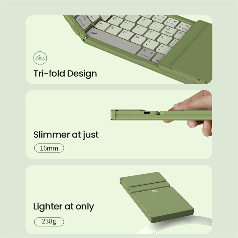 NILLKIN Cube Pocket Keyboard Foldable Travel Keyboard with Touchpad & Number Pad for iPad Laptop PC - Khaki