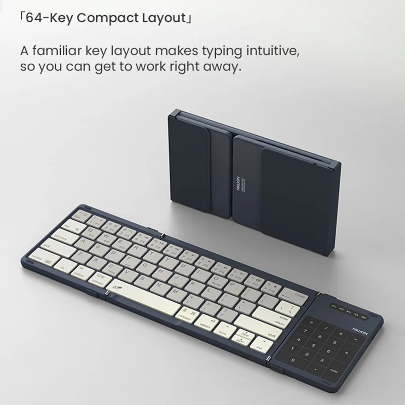 NILLKIN Cube Pocket Keyboard Foldable Bluetooth-Compatible Keyboard with Touchpad for iPad Android Windows - Dark Blue