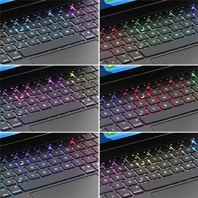 C13 Leather Keyboard Case For iPad Pro 11 (2024) Magic Keyboard 7 Colors Backlight with Trackpad, Pin Connector