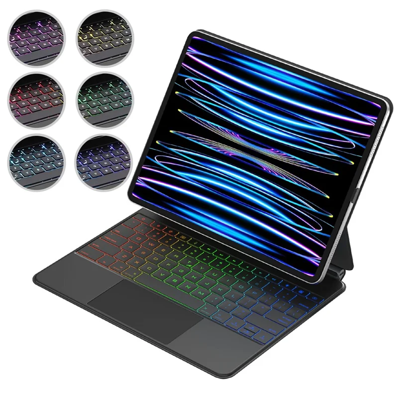 C14 Leather Keyboard Case For iPad Pro 13 (2024) Magic-Style Magnetic Keyboard 7-Color Backlit with Pin Connector