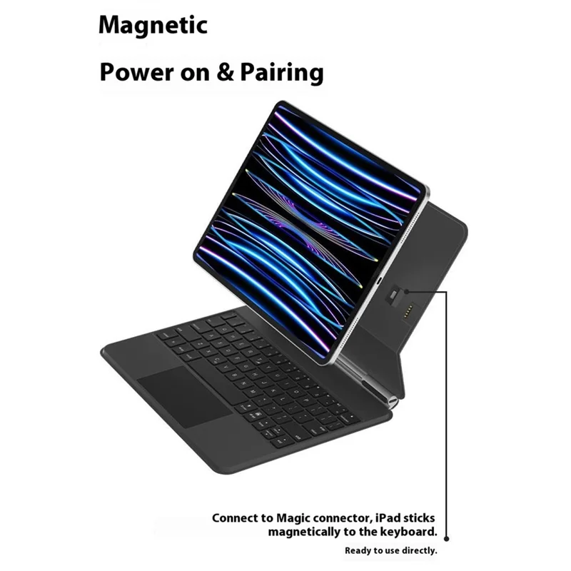 C14 Leather Keyboard Case For iPad Pro 13 (2024) Magic-Style Magnetic Keyboard 7-Color Backlit with Pin Connector